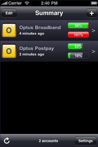 Optus compatible Mobile Phone and ISP Usage app screenshot 4