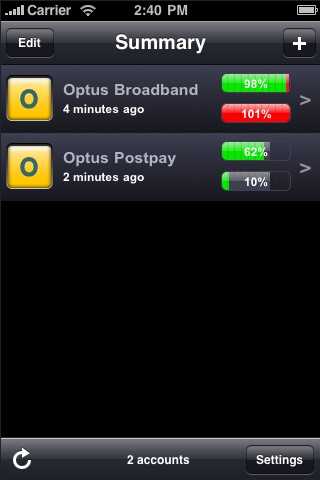 Optus compatible Mobile Phone and ISP Usage app Screenshot 4