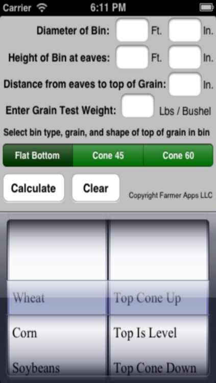 Grain Bin Contents Calculator