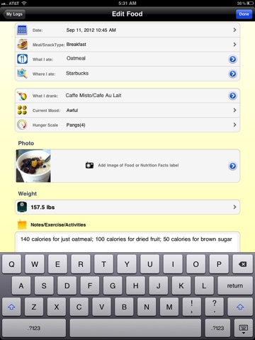 iFood Diary for iPad screenshot 2