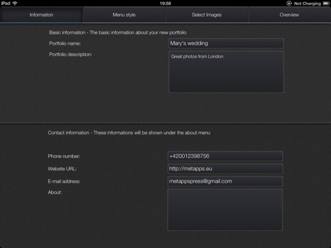 Portfolio editor for iPad screenshot 4