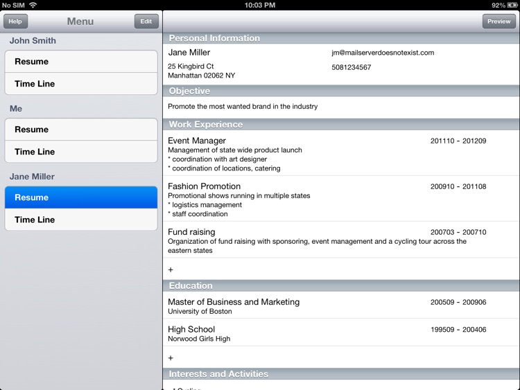 Resume TimeLine