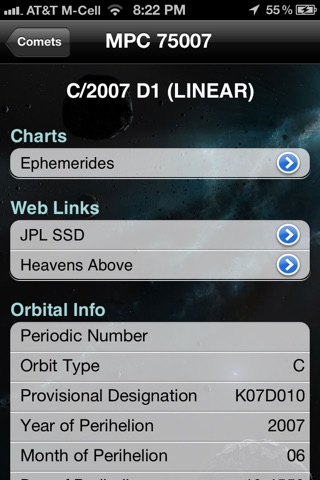 Comet - Comet Ephemerides screenshot 3