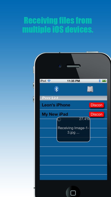 Bluetooth - "Transfer photos & files via bluetooth (For iPhone, iPod & iPad)"