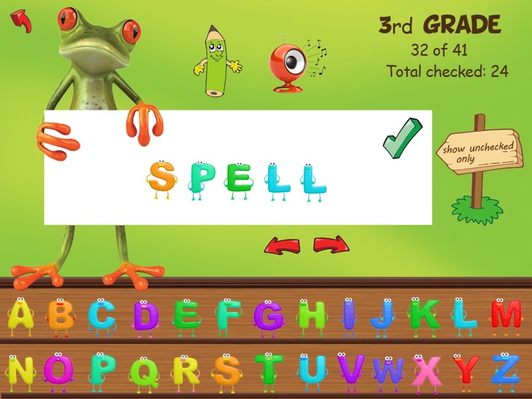 A Sight Words Read and Spell app with checkmark and review - HD