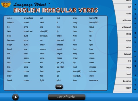 La roue des langues - Verbes anglais screenshot 2