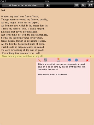 Shakespeare: Sonnets for iPad screenshot 2