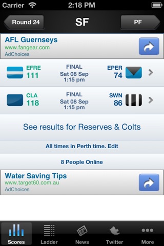 WAFL Fixtures, Results & News screenshot 2