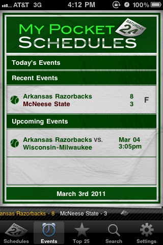 My Pocket Schedules Lite - Youth, College, Pro Teams screenshot 2