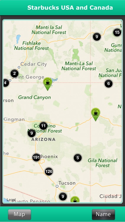 Finder for Starbucks cafes - USA & Canada