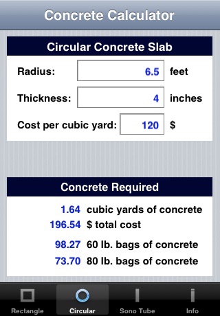 Concrete Calculator screenshot 2
