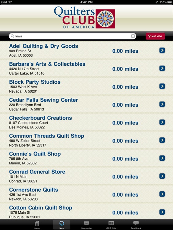 Quilt Shops for iPad