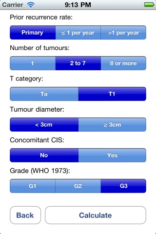 Bladder Cancer Prognosis Calculator screenshot 2