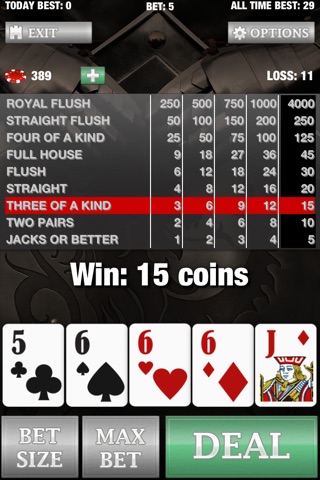 Poker Knights − Free 6 Game Video Poker screenshot 3