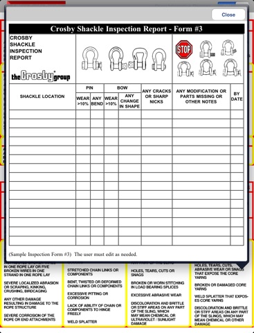 Crosby Shackle Chart