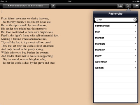 Shakespeare: Sonnets for iPad screenshot 4