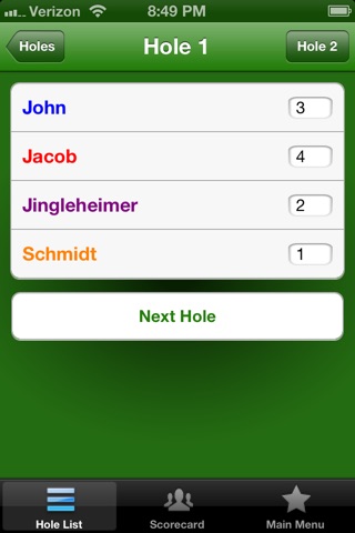 Free Mini Golf Scorecard screenshot 2