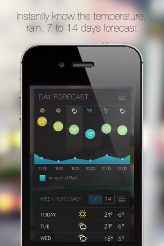 Weather palette for iPhone - Detailed free daily / weekly live forecast screenshot 2