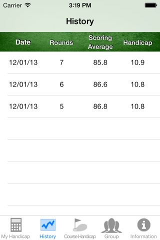 MyGolf Handicap Calculator screenshot 2