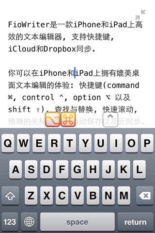 FioWriter Lite - Productive text editor for iPhone & iPad with command keys and cloud sync screenshot 3