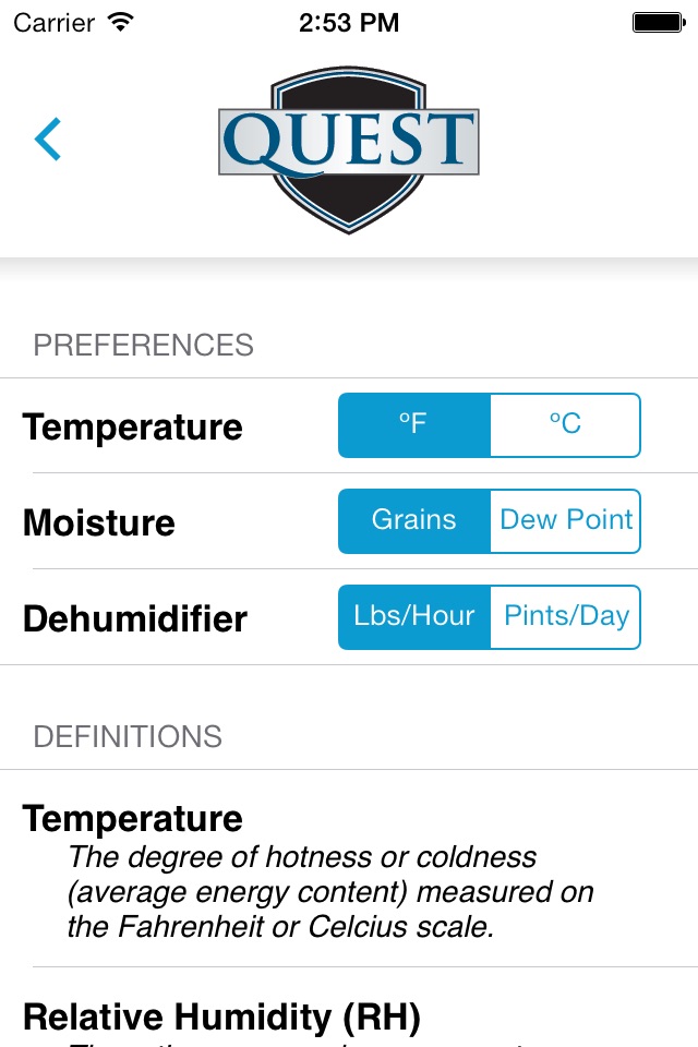 Quest Psychrometric Calculator screenshot 3