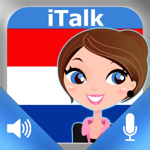 iTalk Dutch: Conversation guide - Learn to speak a language with audio phrasebook, vocabulary expressions, grammar exercises and tests for english speakers HD icon