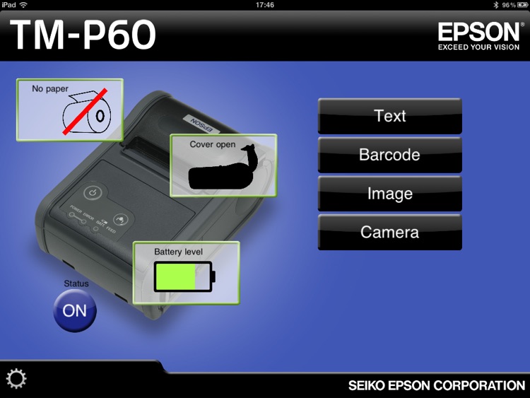 Epson TM-P60 Bluetooth printing tool