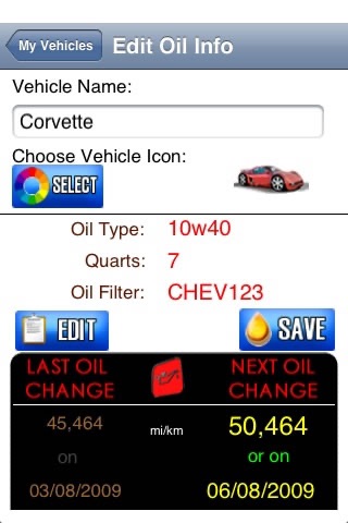 Oil Change - Track any car,truck,motorcyle,boat,chainsaw, etc oil's info: oil,type,filter,mileage all in one app!