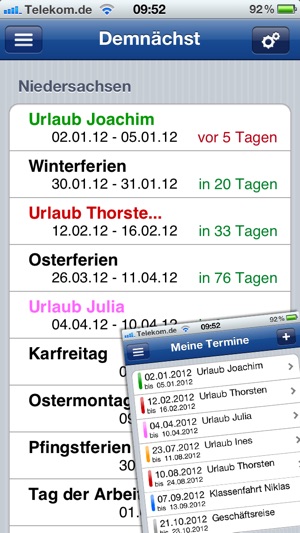 Ferien-Kalender Screenshot