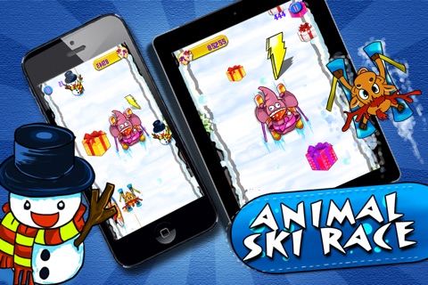 Animal Ski Race - Snowboard Safari Stunt On Ice Tracks (Free Game) screenshot 3