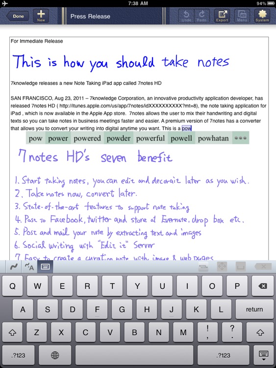 Smart Writing Tool - 7notes HD Premium