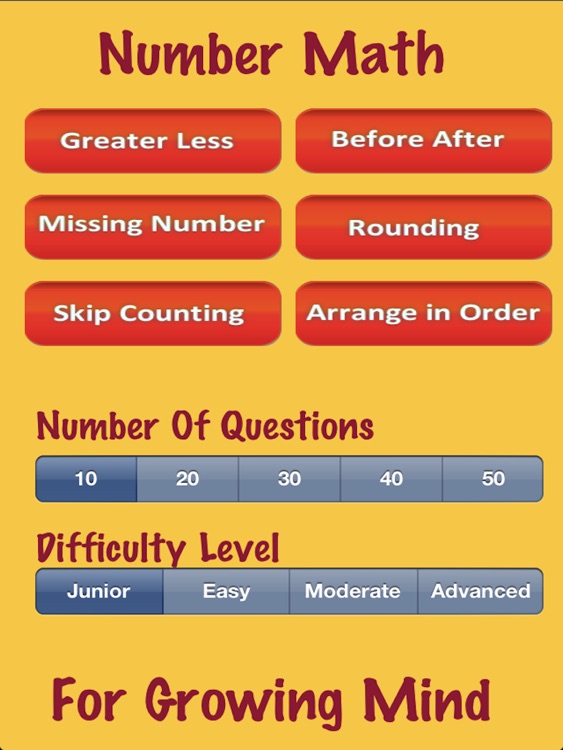 A Number Math App - practice basic elementary number facts for kindergarten, 1st and 2nd grade kids - FREE