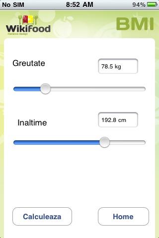 Wikifood BMI screenshot 2