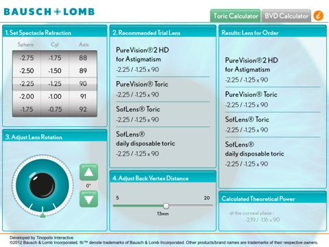 Contact Lens Toric eyeApp by  Bausch & Lomb (for iPad) screenshot 2