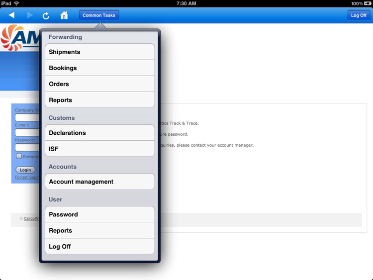 AM Logistics Tracking for iPad