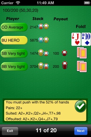 Sit&Go Trainer - Poker Trainer - Poker Tournament Trainer- Improve your Poker - Sit N Go Poker - Poker Coach - How to play Poker -  ICM Strategy - Poker Tips screenshot 2