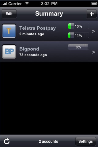 Telstra compatible Mobile Phone and Bigpond usage screenshot 2