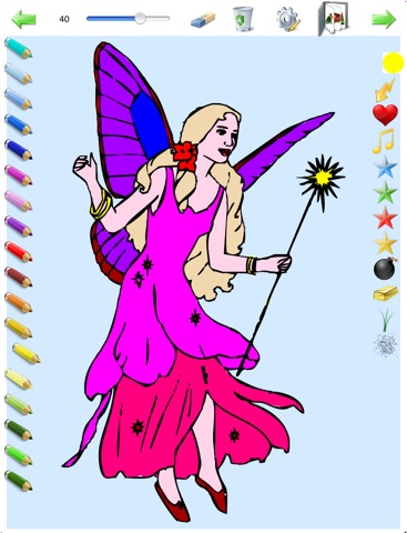 Livre de Coloriages pour les filles pour iPad avec des crayons de couleurs - 36 dessins à colorier avec des princesses, des fées, des chevaux et plus - HD screenshot 2