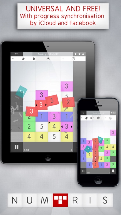 Numtris: best addicting logic number game with cool multiplayer split screen mode to play between two good friends. Including simple but challenging numeric puzzle mini games to improve your math skills. Free!