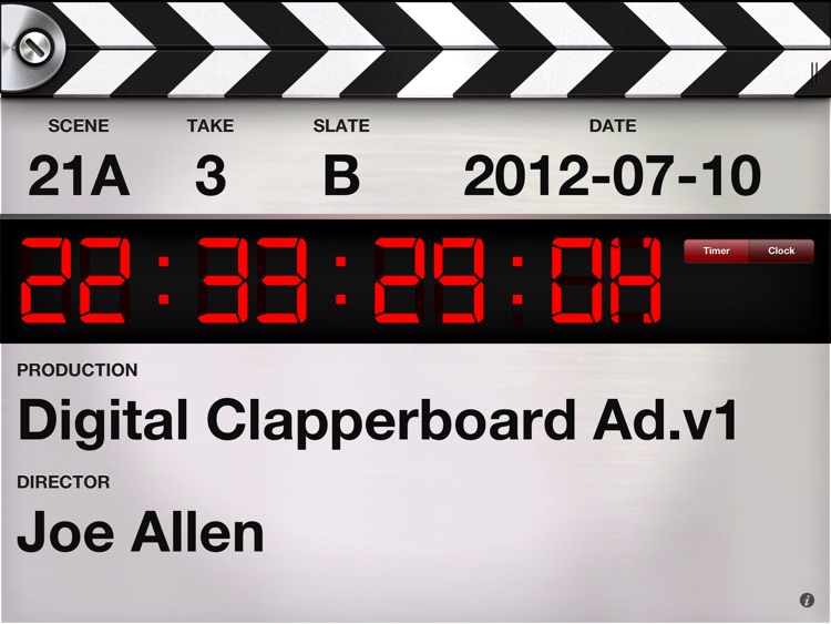 Digital Clapperboard - Timecode Sync and Video Slate