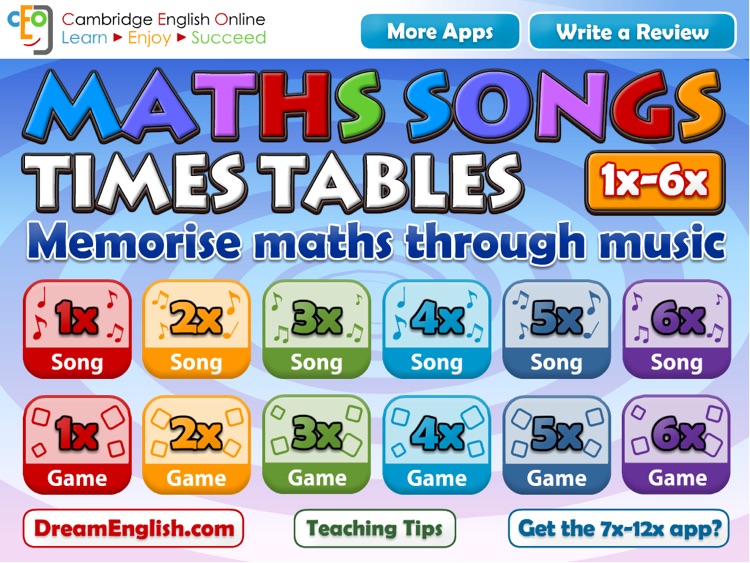 Maths Songs: Times Tables 1x - 6x HD