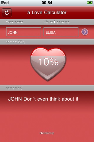 a Love Calculator screenshot 2