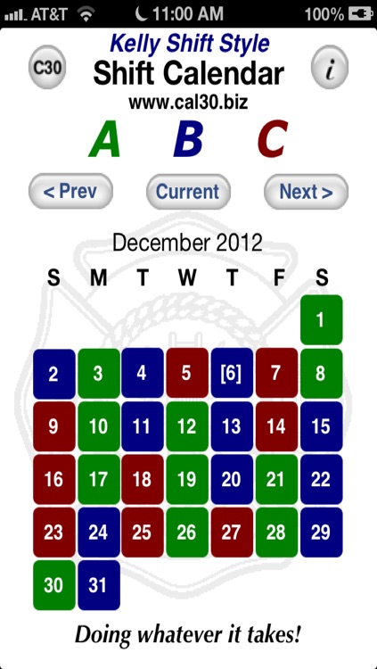 Shift Calendar Kelly