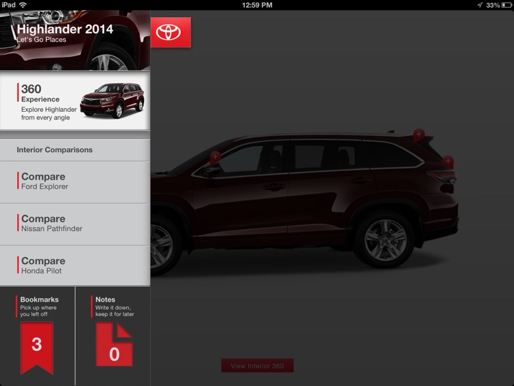 2014 Highlander 360 Comparison App