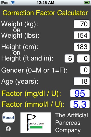 BG to Insulin (Correction) Factor Calculator screenshot-3