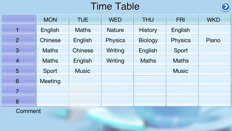 Simple Time Table