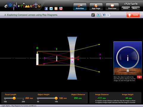 Exploriments: Light - Optics Ray Diagrams for Concave and Convex Mirrors and Lenses screenshot 3