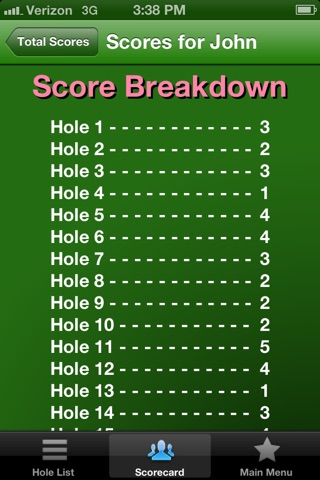 Free Mini Golf Scorecard screenshot 4