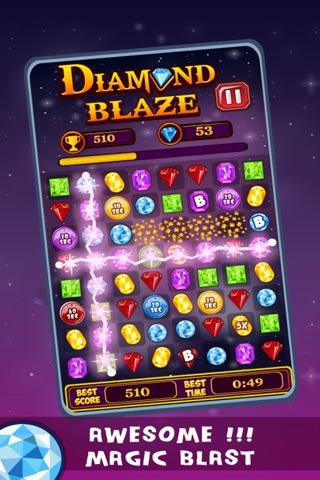 Diamond Blaze - Addictive Match 3 Puzzle adventure Mania screenshot 3