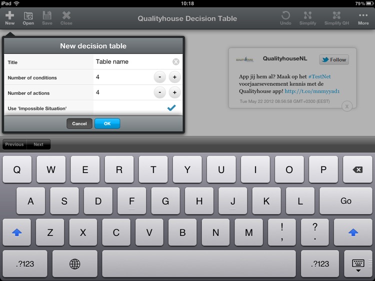 Qualityhouse Decision Table Tool